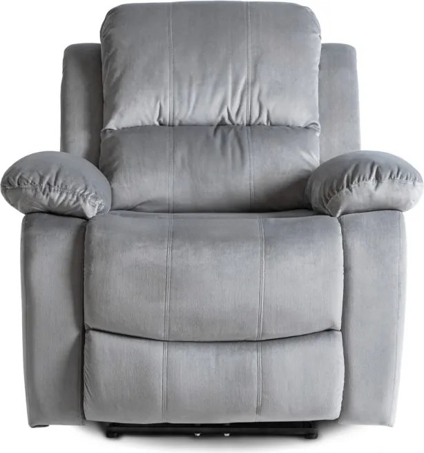 Fotel Masujący ARON Elektryczny Rozkładany z Podnóżkiem Szary Welurowy Nowoczesny