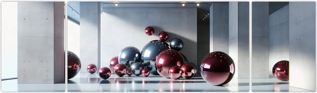 Obraz - 3D przestrzeń z kulami II. (170x50 cm)