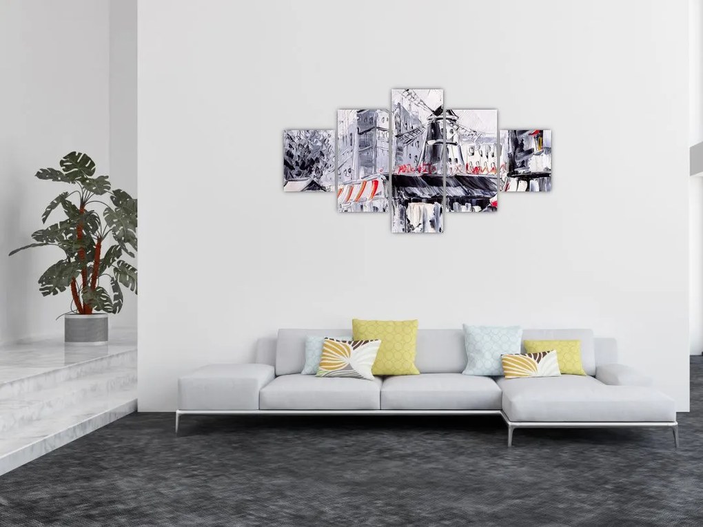 Obraz - Ulica w Paryżu, obraz olejny (125x70 cm)