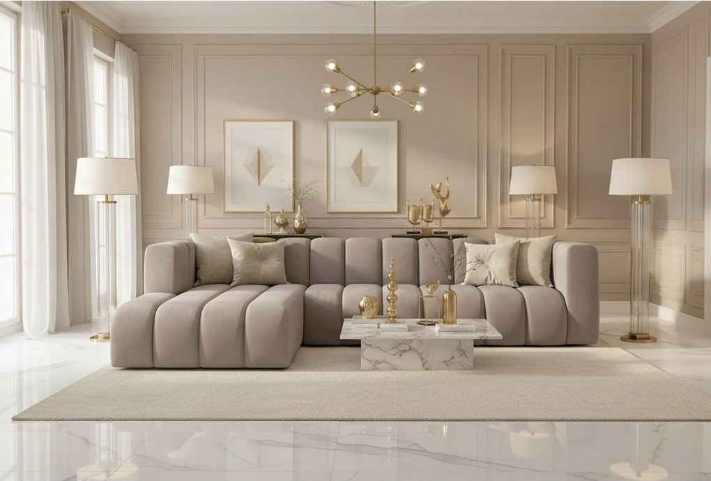 Narożnik w kształcie L GRAND 318 cm, tkanina Salvador, Szary, Lewy