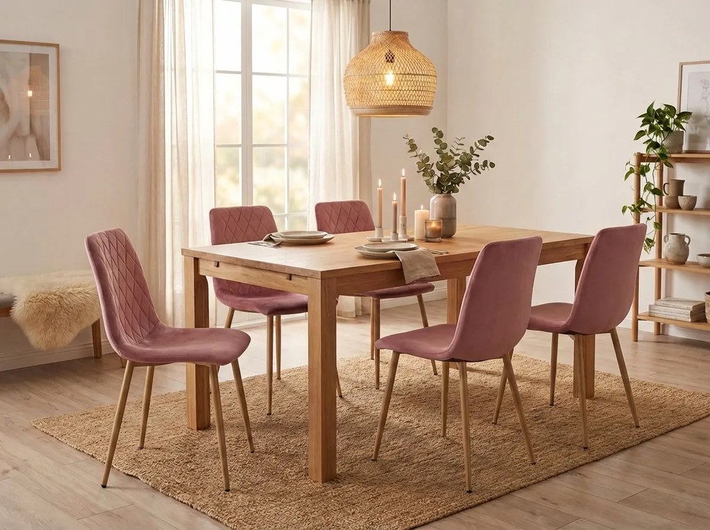 Różowe krzesło do kuchni TURIN aksamitne