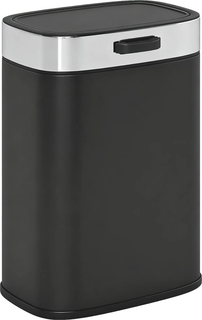 HOMCOM Kosz na śmieci, stal nierdzewna, kuchenny kosz z pokrywą pozostającą otwartą, wyjmowany wkład, 21,5x19,5x30 cm, czarny