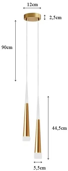 Lampa stożkowa LED z kloszem wiszącym sufitowa AT51-2SL-Złoto