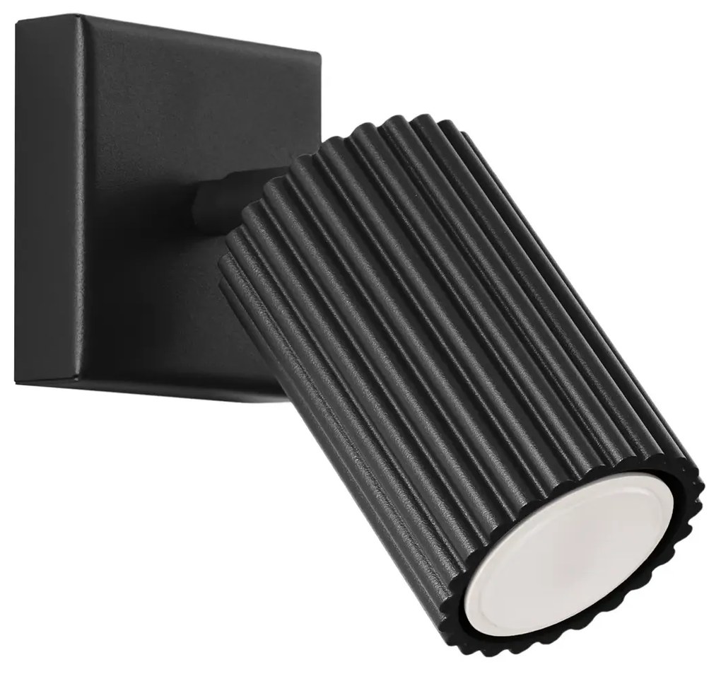 Kinkiet KARBON czarny ryflowany z regulowanym kloszem SOLLUX  LIGHTING