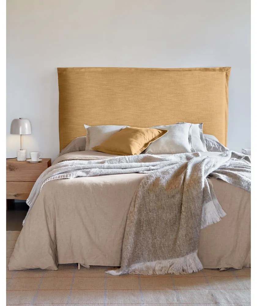 Musztardowy tapicerowany zagłówek 206x106 cm Tanit – Kave Home
