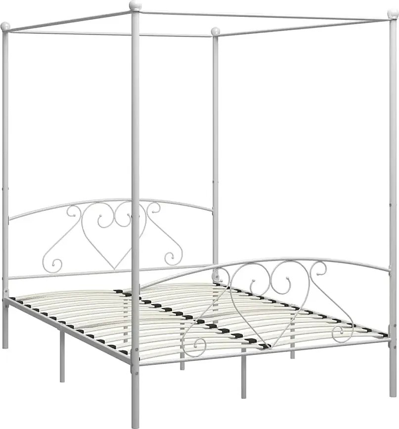 Białe metalowe łóżko małżeńskie 180x200 cm M5-E43