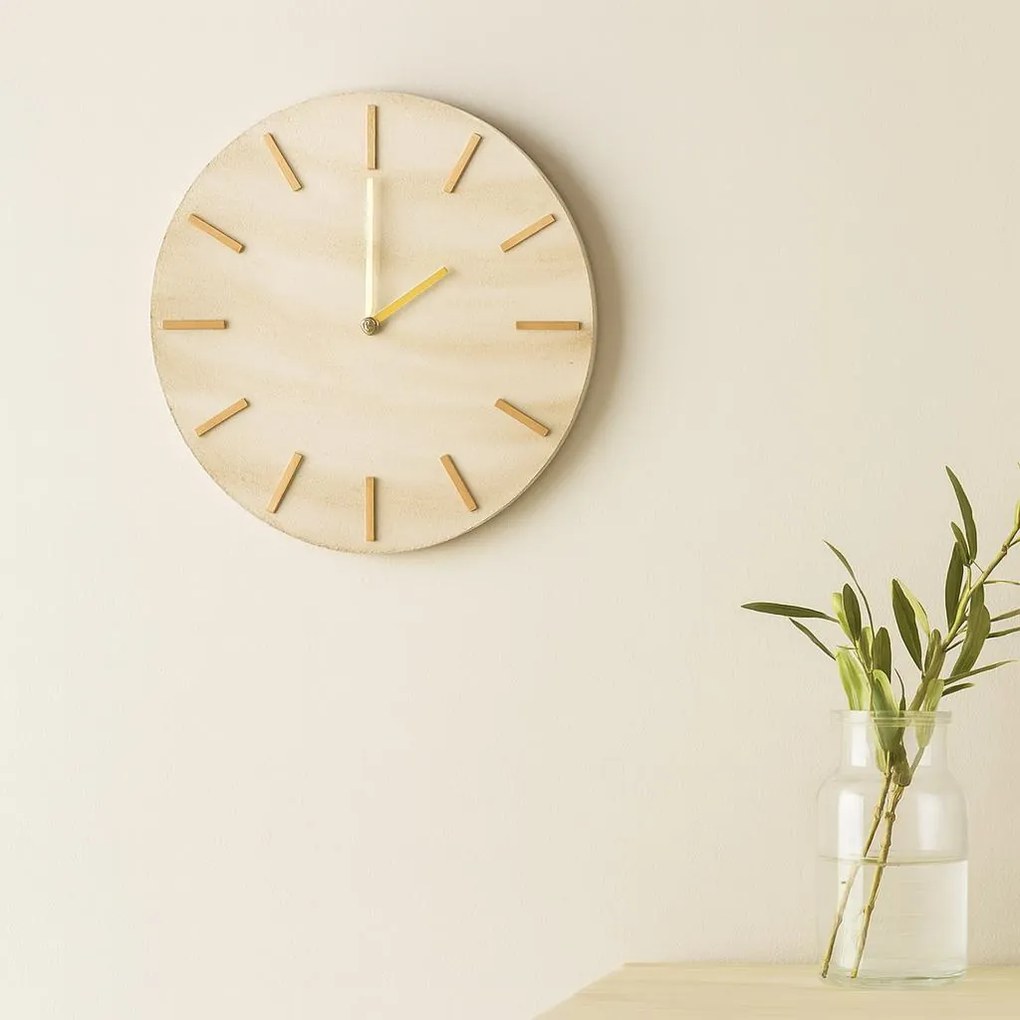 Minimalistyczny zegar ścienny SUM, wzór marmuru, Ø 30 cm