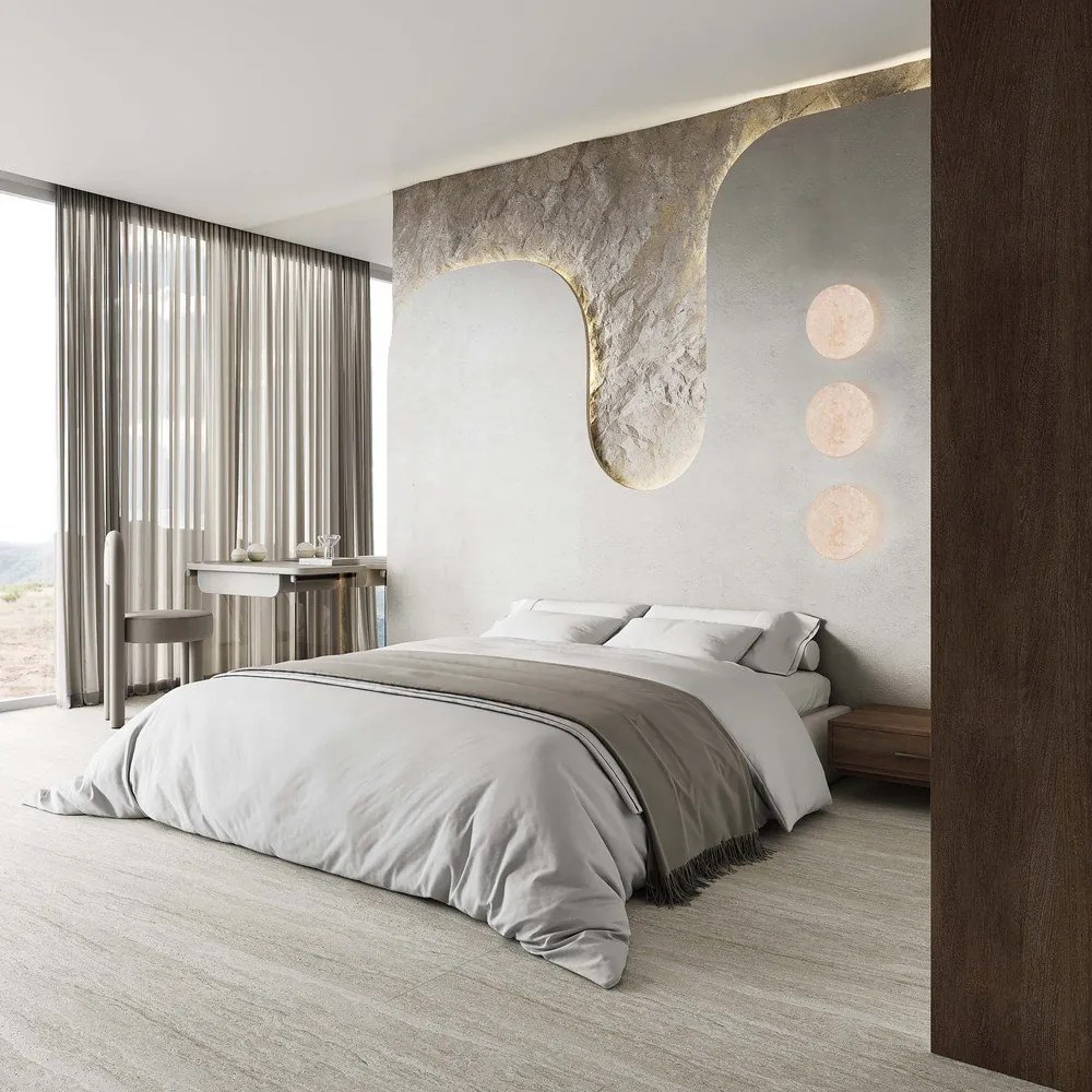 Kamienny kinkiet LED ze ściemniaczem w matowym białym kolorze Bobbin – Trio Select