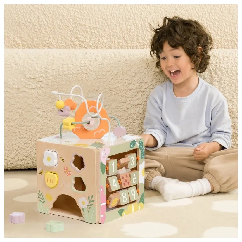 Classic world drewniana kostka edukacyjna sensoryczna 5w1
