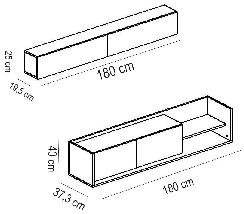 Biały zestaw pod TV w dekorze egzotycznego drewna 180x40 cm Kale – Kalune Design