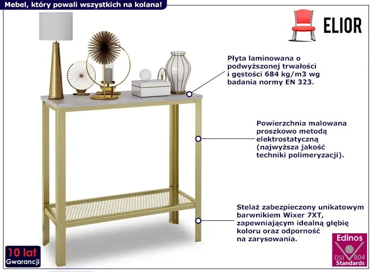 Metalowa konsola w stylu glamour złoty + beton - Erid 3X