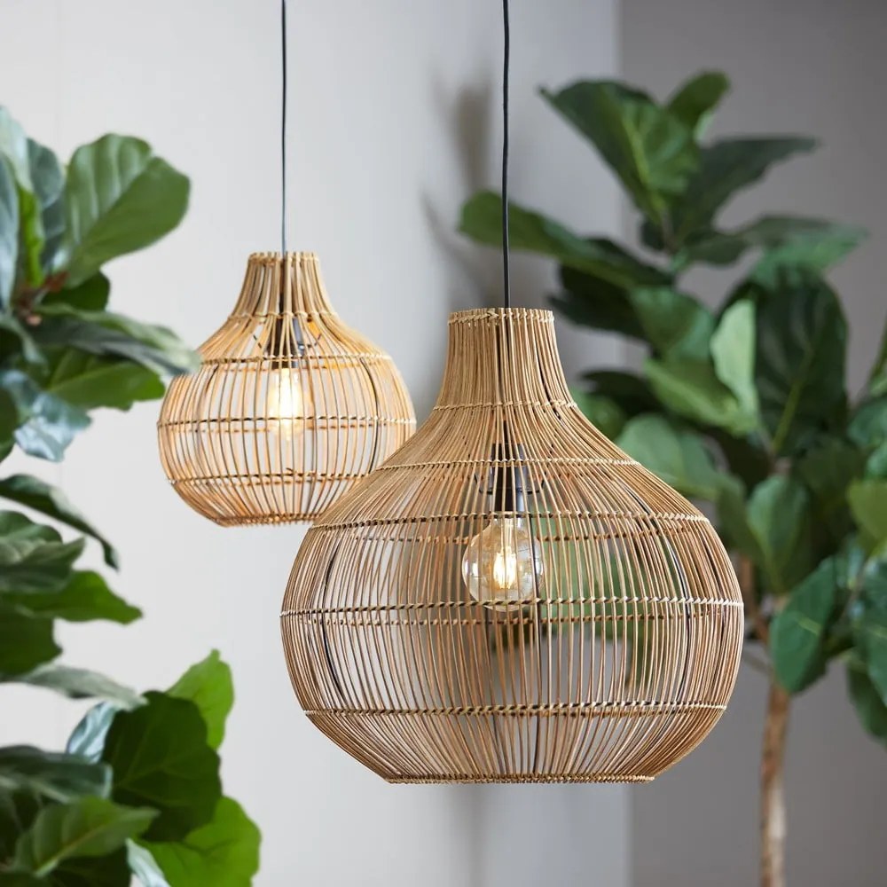 Brązowa lampa sufitowa z rattanowym kloszem ø 40 cm Pacino – Light & Living
