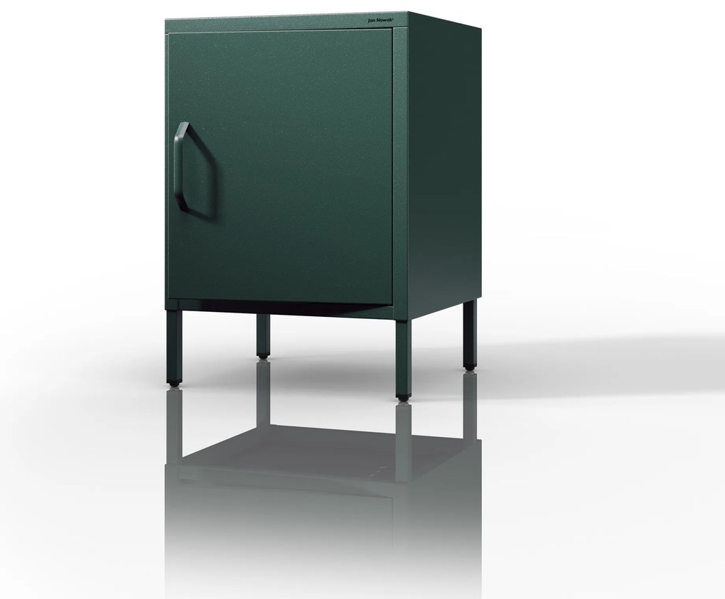 Szafka nocna metalowa na nóżkach butelkowa zieleń, 424x595x400 mm: MIA Modern
