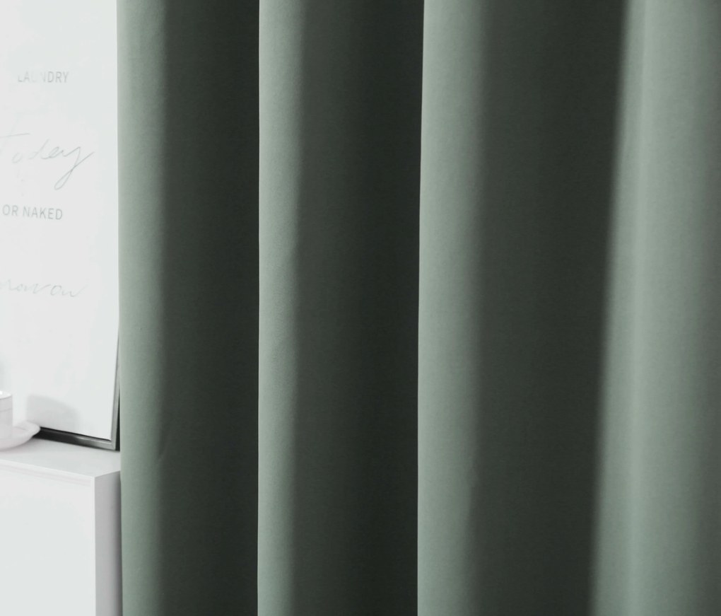 Szaro-zielona zasłona OXFORD 140x250 cm Zawieszanie: Taśma z wiązaniami