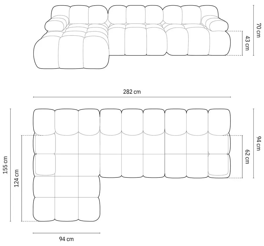 Zielony narożnik modułowy z materiału bouclé (lewostronny) Bellis – Micadoni Home
