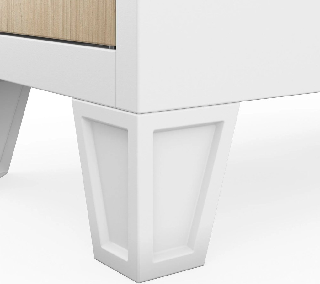 Szafka ubraniowa metalowa pracownicza głęboka 2-drzwiowa biała/dąb sonoma, 292x1720x600 mm: BARTEK 1 Plus D600 Eco Design