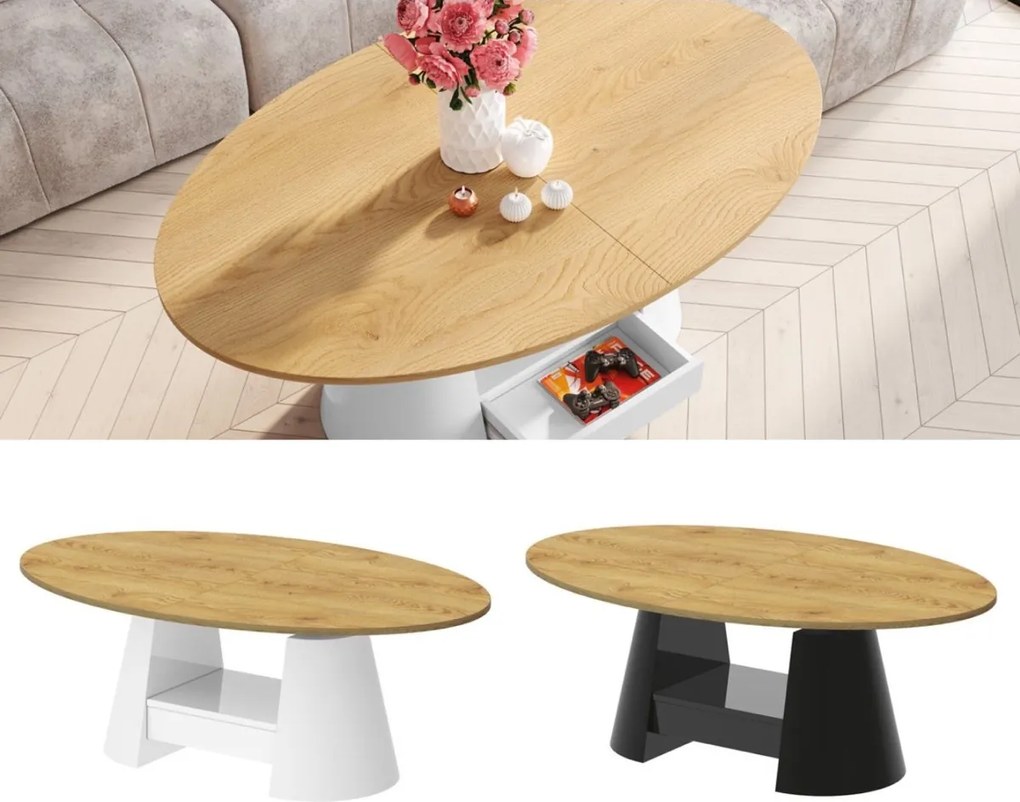 Owalny ławostół Calabro Max Hubertus dąb / mat