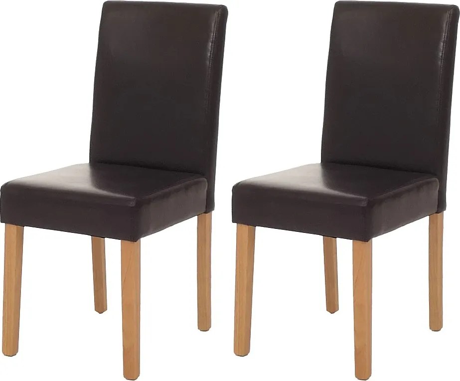 Zestaw 2 krzeseł do jadalni Littau ze sztucznej skóry,  imitacja skóry, brązowy, jasne nogi