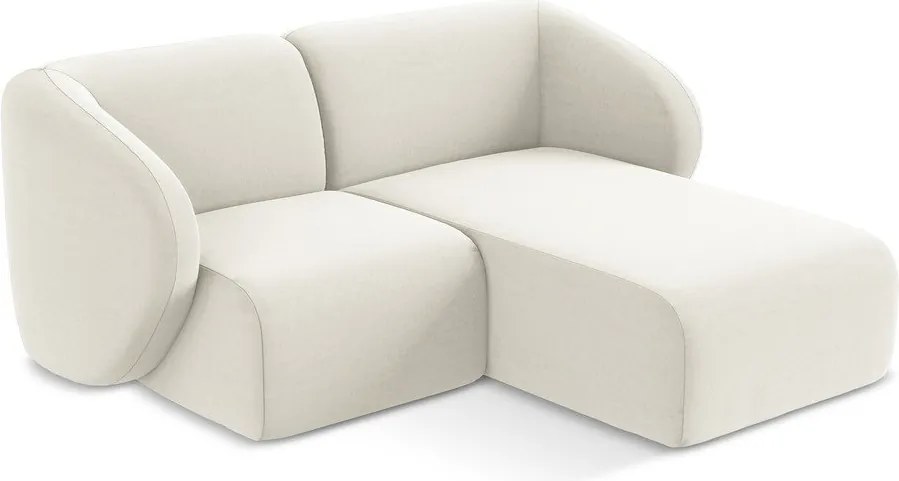 Beżowy aksamitny narożnik (prawostronny/z szezlongiem) Lani – Makamii