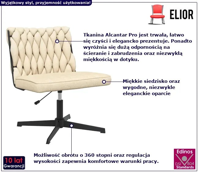 Fotel do biurka glamour kremowy - Metropolix