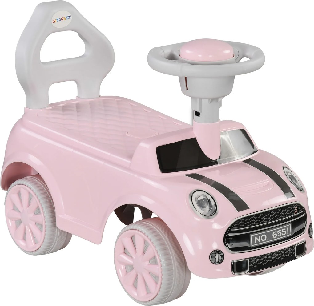 AIYAPLAY Autko Ruchome dla Dzieci, Zabezpieczenie przed Przechyleniem, Klakson, Antypoślizgowe Siedzisko, Materiał Plastikowy, Różowy