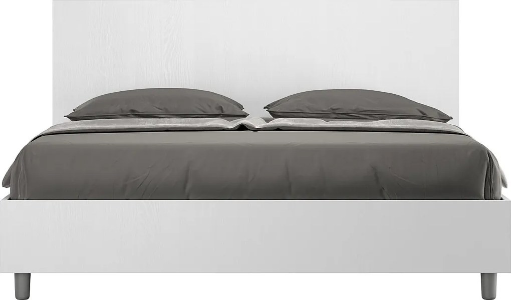 Łóżko podwójne z pojemnikiem, podnoszone, 160x200 cm, biały jesion, New Ego