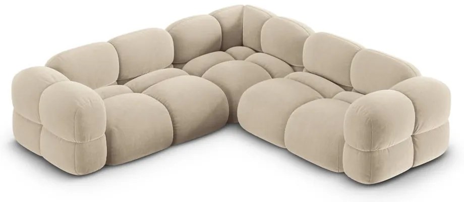 Beżowy aksamitny narożnik Loretto – Cosmopolitan Design