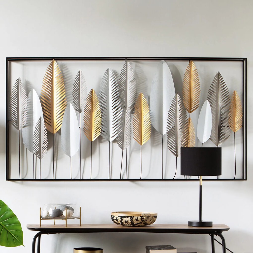 Ozdoba ścienna z motywem liści DECO, 134 x 68 cm