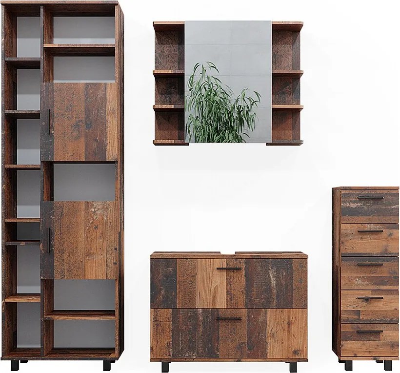 Zestaw mebli łazienkowych rustykalny dąb 80.2x33x60.8 ilias