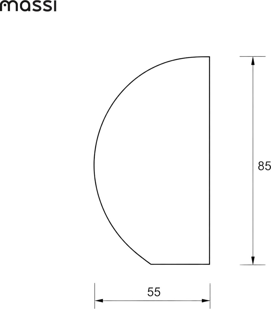 Lustro półokrągłe z podświetleniem MOON Half Cut LED | Różne rozmiary | Różne kolory : Kolor tafli szkła - Grafit, Rozmiar - 55 x 85 cm, Wersja - Lewa