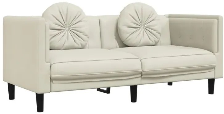 Kremowa stylowa sofa 2-osobowa z poduszkami - Erim 4X