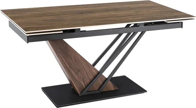 Stół Rozkładany Prostokątny REX 160-220 cm Ceramiczny Ciemny Brąz/Czarny do Jadalni Nowoczesny Loft
