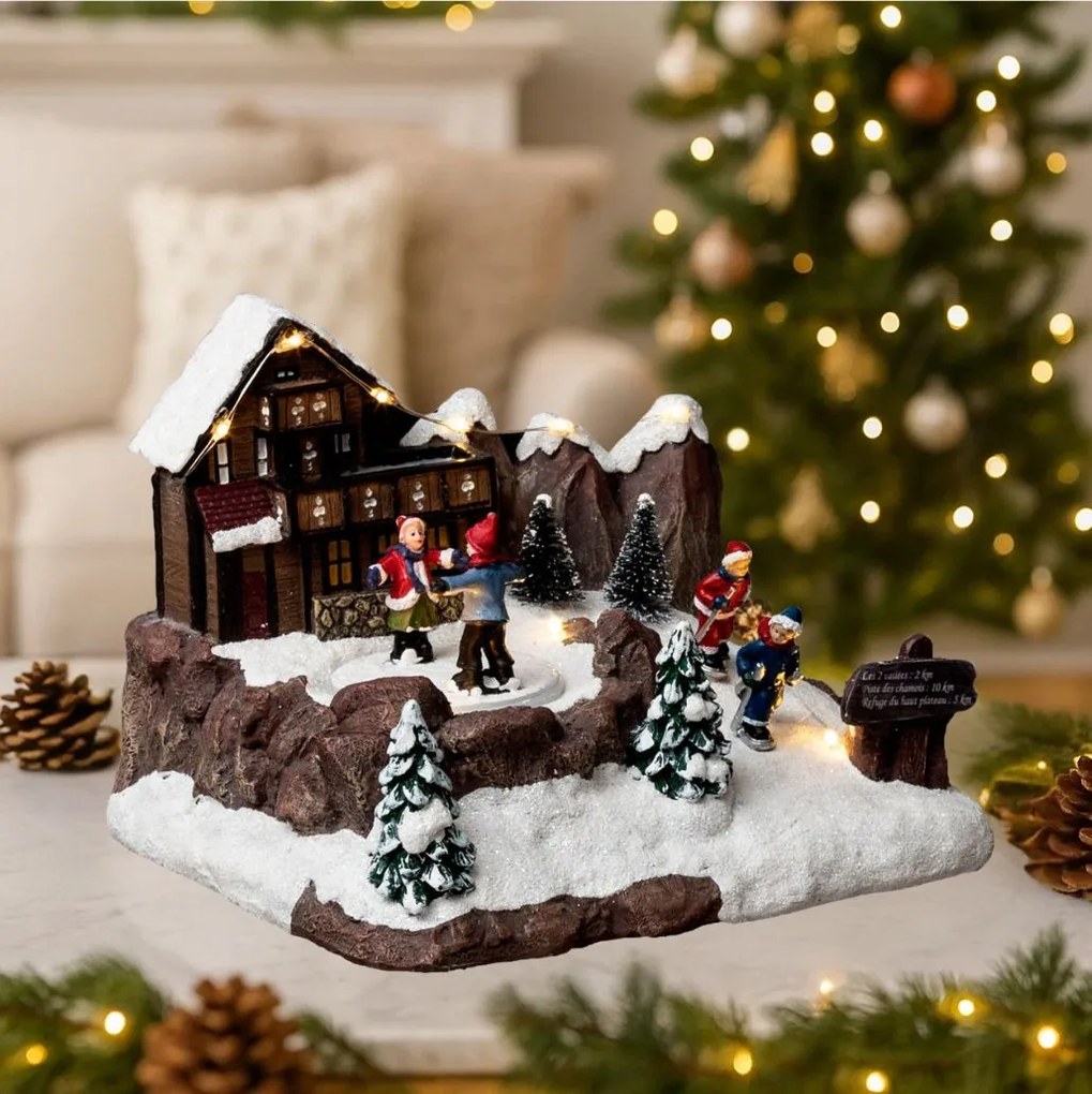 Szopka bożonarodzeniowa Lodowisko, z oświetleniem LED