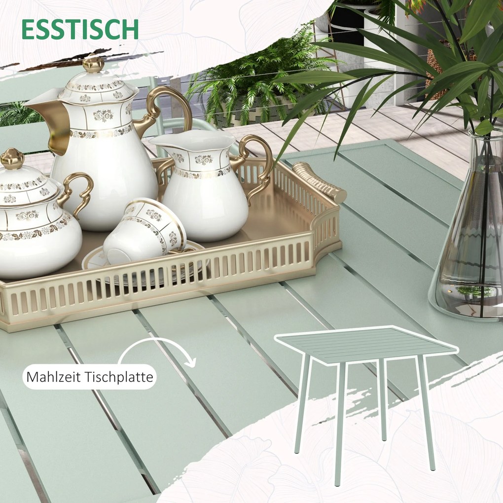 Outsunny Zestaw mebli ogrodowych 5-częściowy, odporny na warunki atmosferyczne, nowoczesny design, zielony, 80x80x74cm | Aosom PL