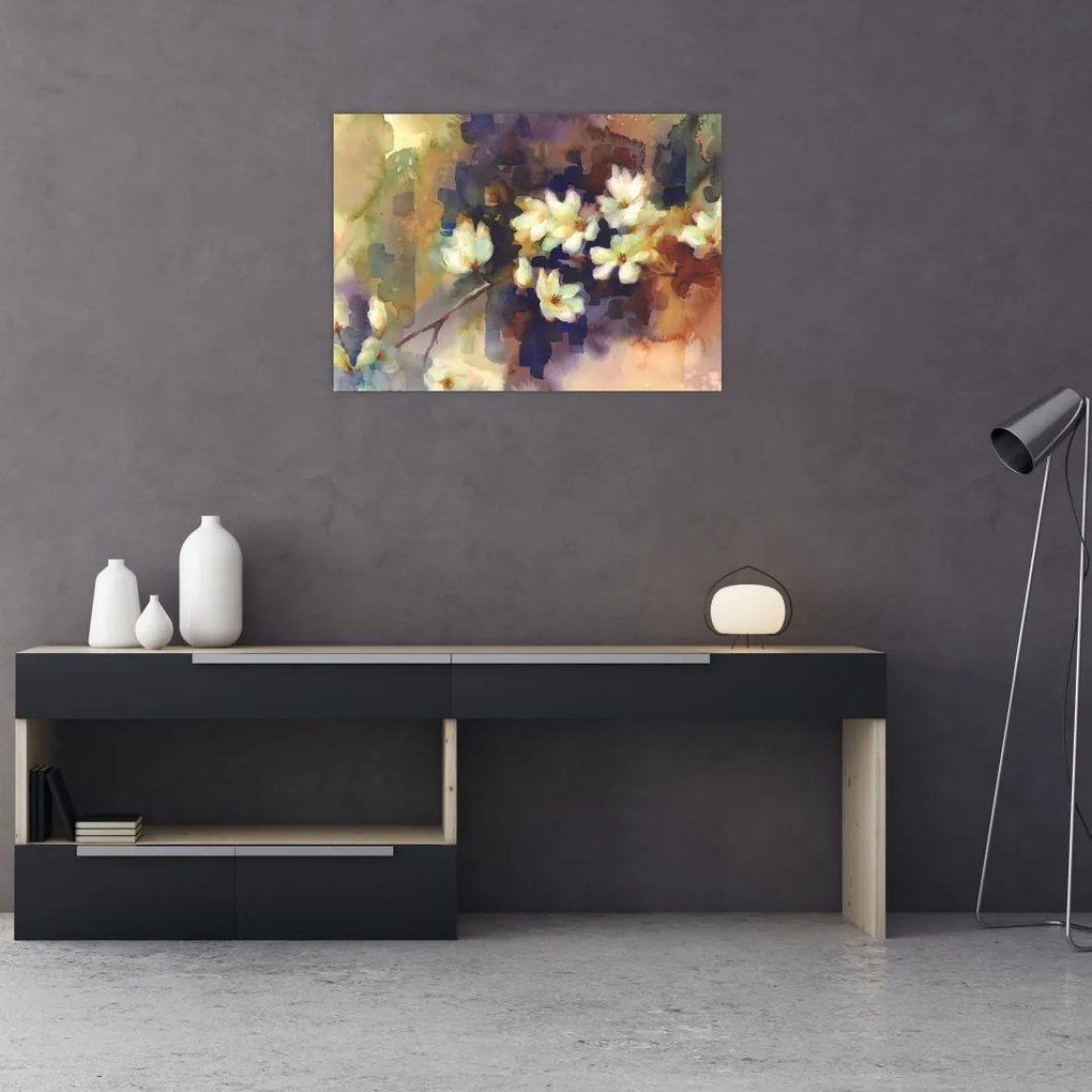 Obraz - Białe magnolie, malarstwo (70x50 cm)