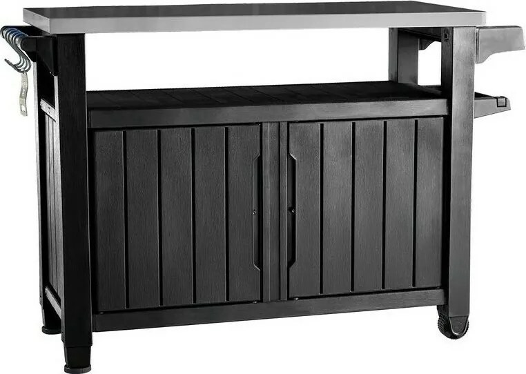 Keter Wielofunkcyjny stolik ogrodowy z grillem UNITY XL 207 l grafit, 134 x 52 x 90 cm