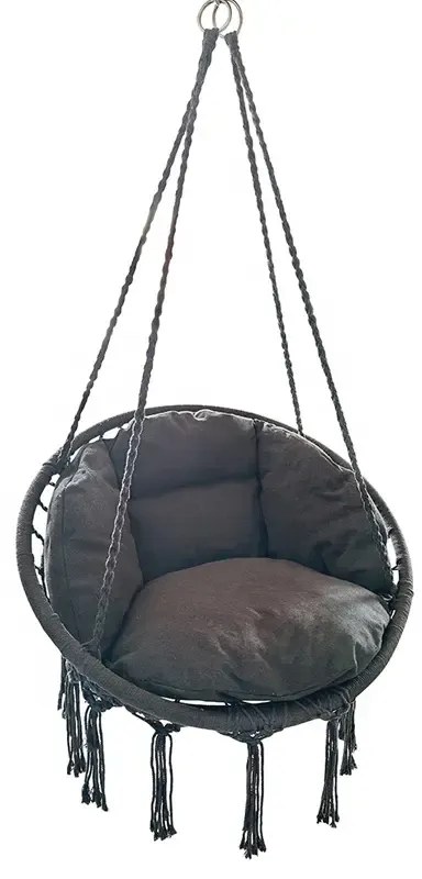 Krzesło Brazylijskie fotel wiszący Magia Wypoczynku w Stylu Boho  B-3101C Czarny