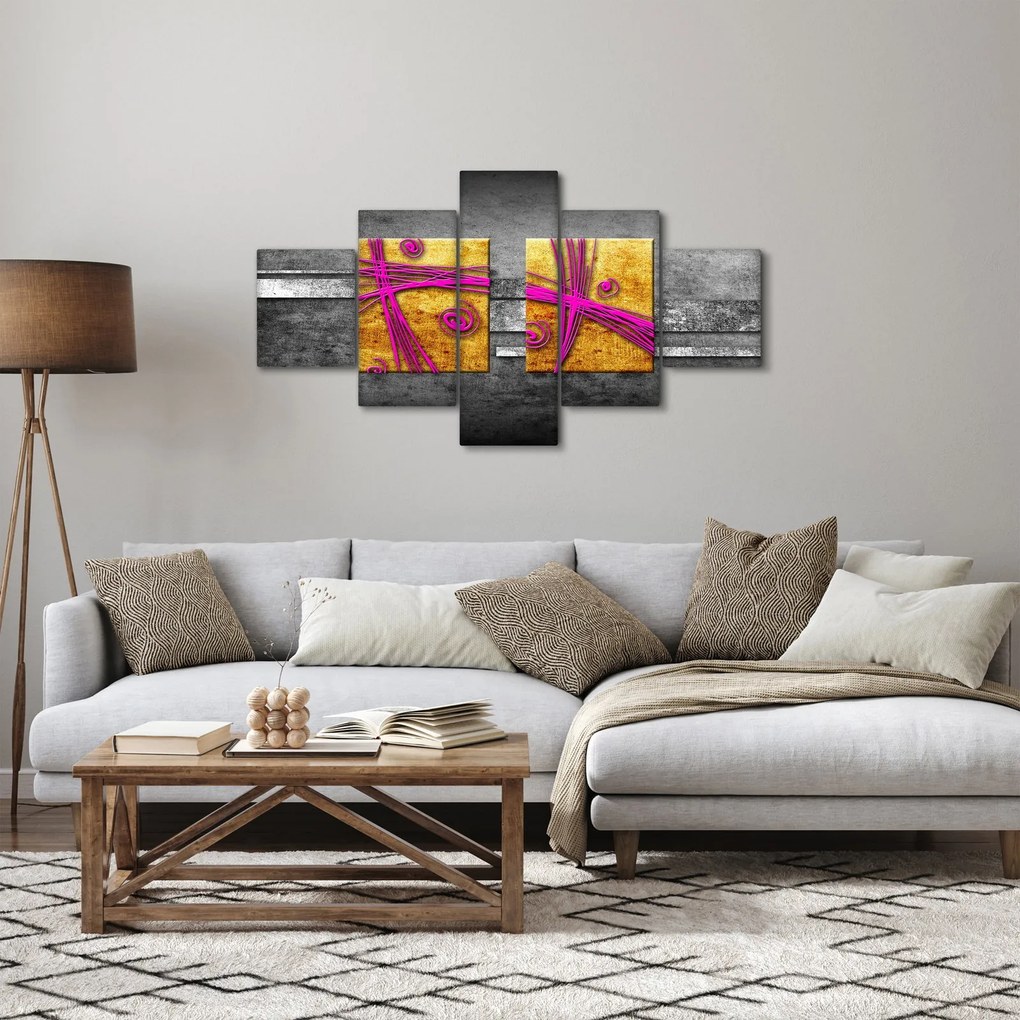 Obraz kolorowych kwadratów na czarnym tle (125x70 cm)