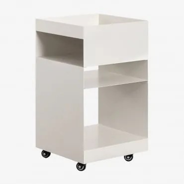 Kwadratowy Stolik Pomocniczy 35x35 Cm Na Kółkach Z Półkami Ze Stali Rodgers Gardenia Biel - Sklum