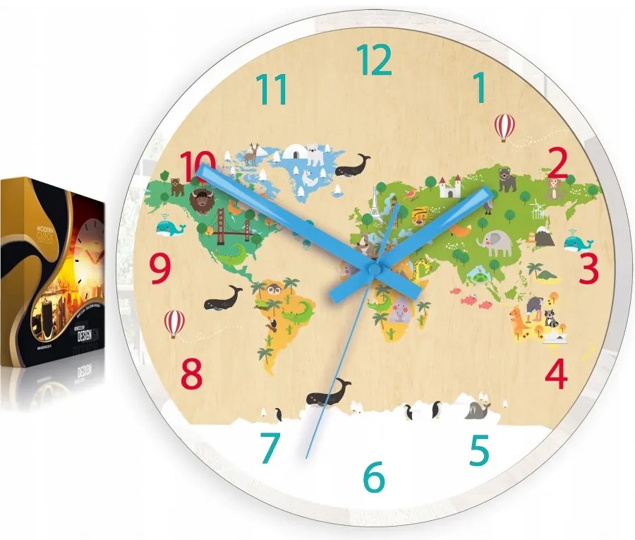 Zegar ścienny cichy do pokoju dziecięcego drewniany nowoczesny dekoracyjny