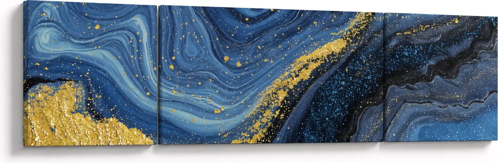 Obraz - Niebiesko-złota abstrakcja (170x50 cm)