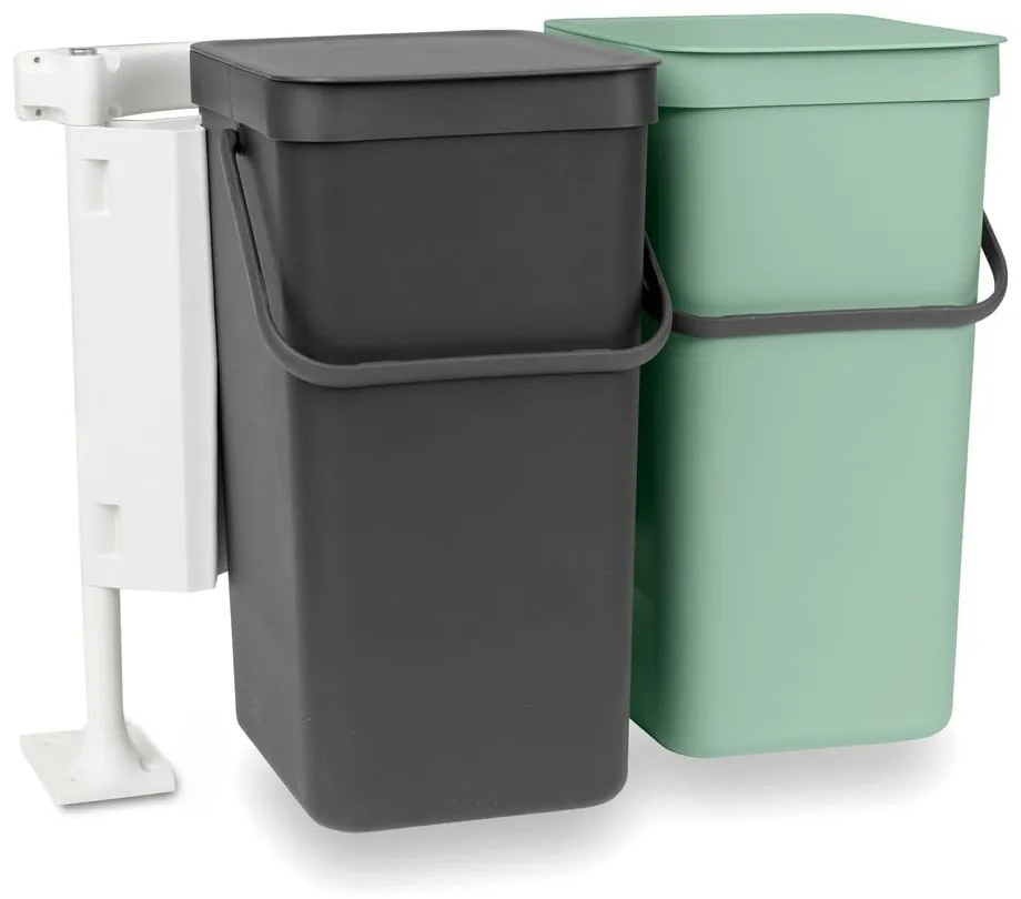 Miętowo-ciemnoszary plastikowy kosz na śmieci do segregacji odpadów do zabudowy 32 l Sort & Go – Brabantia