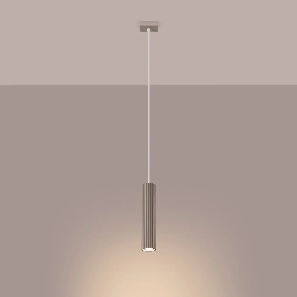 Lampa wisząca KARBON 1 taupe ryflowana SOLLUX  LIGHTING