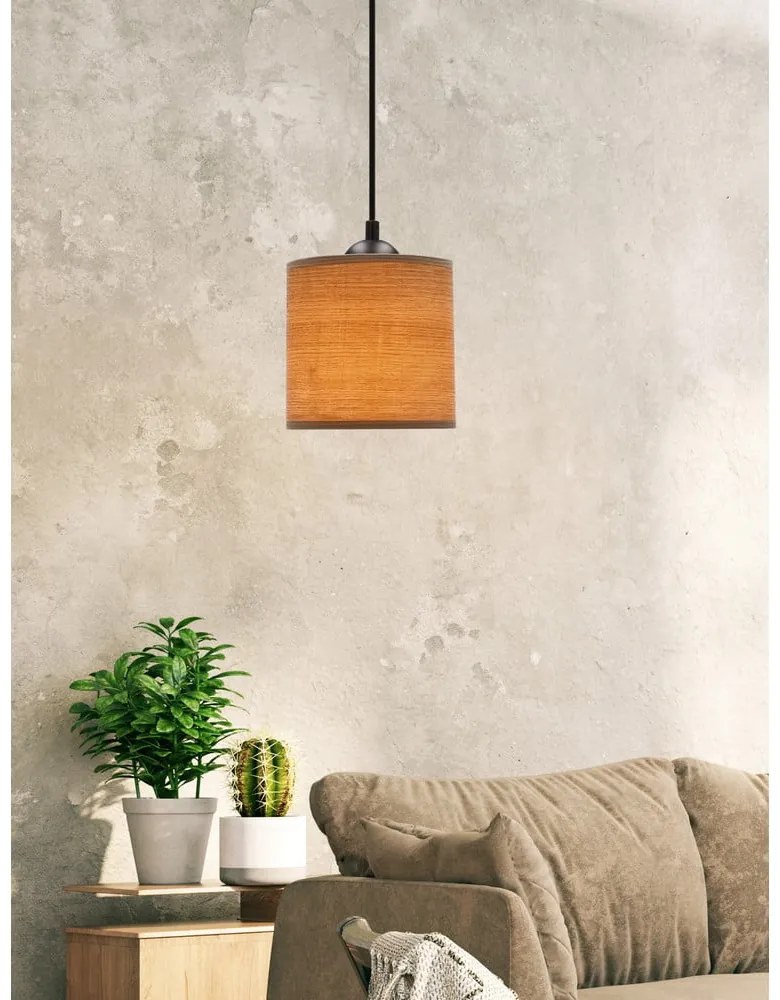 Jasnobrązowa lampa wisząca z rattanowym kloszem ø 15 cm Legno – Candellux Lighting