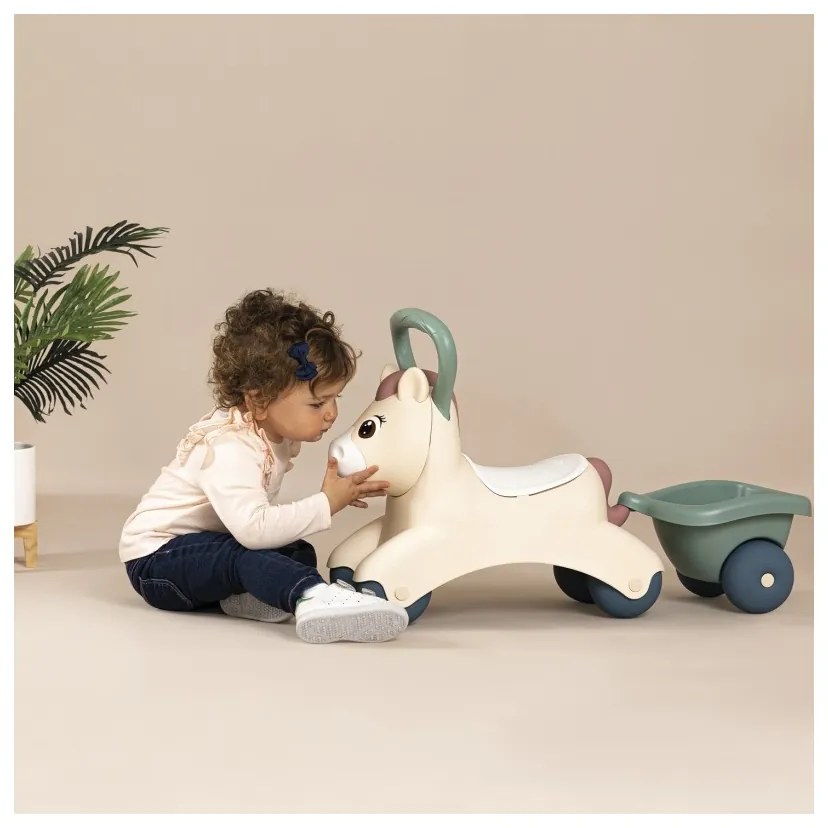 Smoby little pierwszy jeździk pony ride-on kucyk z przyczepką