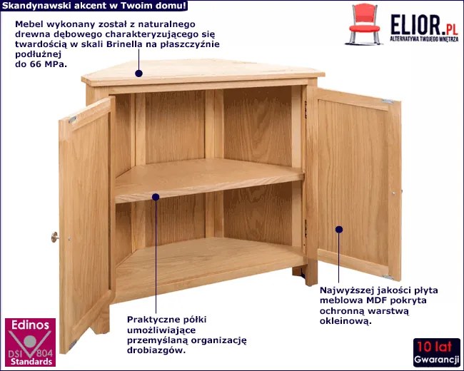Narożna szafka stojąca dębowa W1-F37