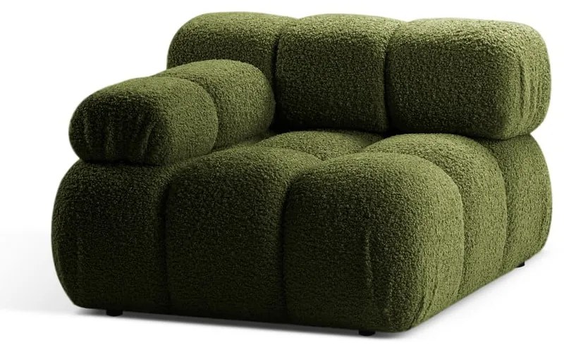 Zielony moduł sofy z materiału bouclé (lewostronny) Bellis – Micadoni Home