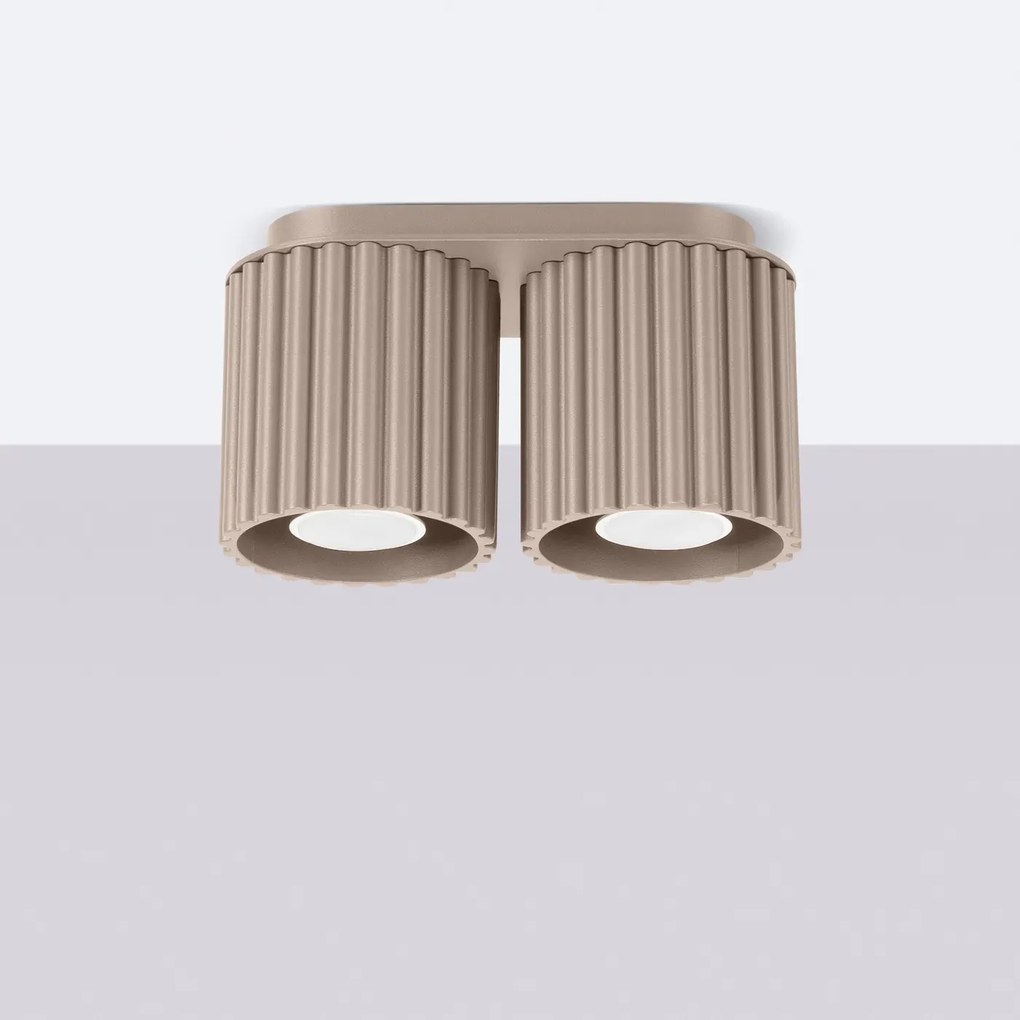 Plafon dwupunktowy AURA 2 taupe GU10 ryflowany SOLLUX LIGHTING