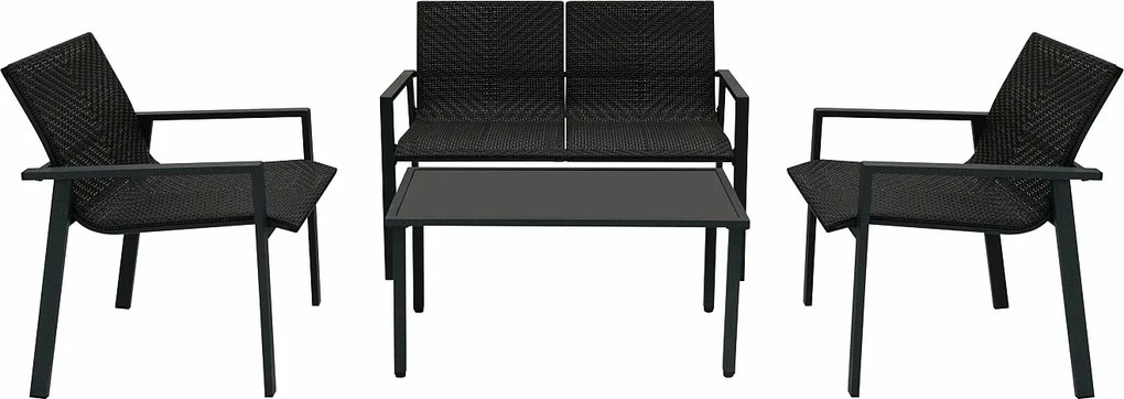Zestaw mebli ogrodowych z rattanu - czarny