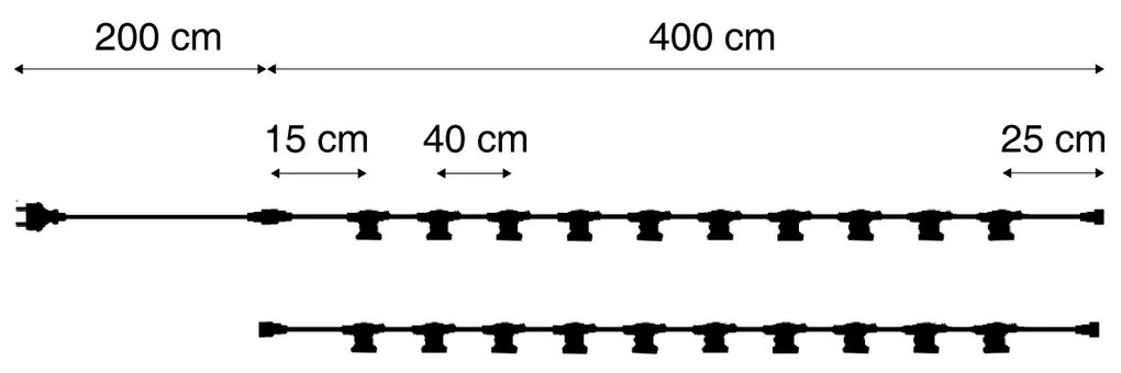 Zewnetrzna Łączone czarne oświetlenie girlandowe z wtyczką 10m z 20 żarówkami E27 P45 IP44 - Lubber Nowoczesny Oswietlenie zewnetrzne